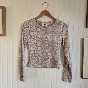 Vine And Valley Suoer Soft Snake Print Long Sleeve Top - Neutral Tones